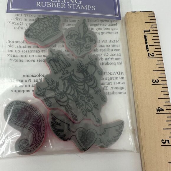 Stampabilities Ornate Icons Cling Rubber Stamp Set Crown Fleur Chandelier Wing H - Picture 7 of 8